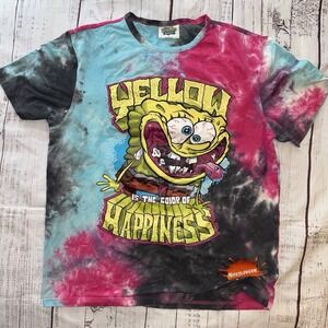 Nickelodeon SpongeBob SquarePants Mens Tie Dye Graphic Shirt Large